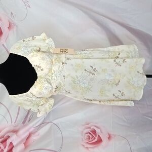 Madden NYC Juniors Peasant Dress with puff sleeves and back tie